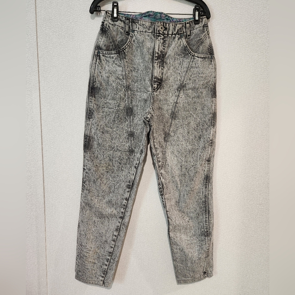 Lee Vintage 80's Gray Acid Wash High Waist Tapered Leg Jeans Size 13